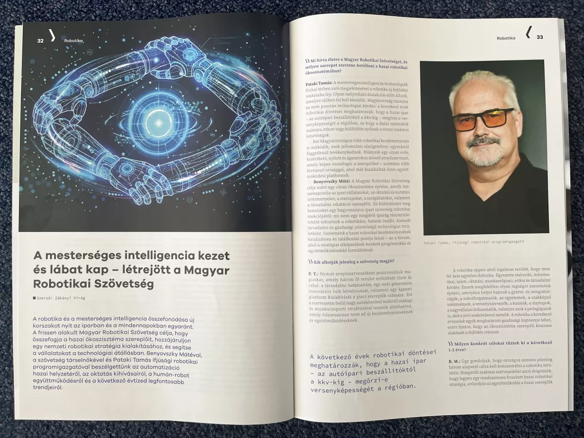 Megjelent: nagycikk a Gyártástrendben a Magyar Robotikai Szövetségről